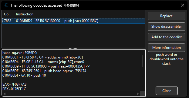 Access results window